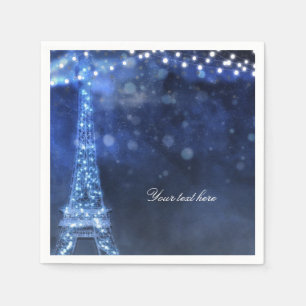 Blauer Abend Verzauberte Nacht in Paris Eiffelturm Serviette