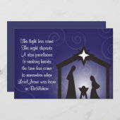 Blauer Abends-moderner Weihnachtsnativity-flache Einladung (Vorne/Hinten)