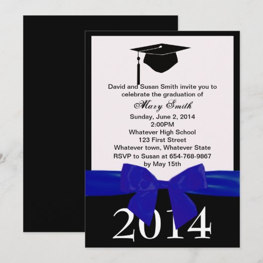 Blauer Abschluss Einladung (Vorne/Hinten)