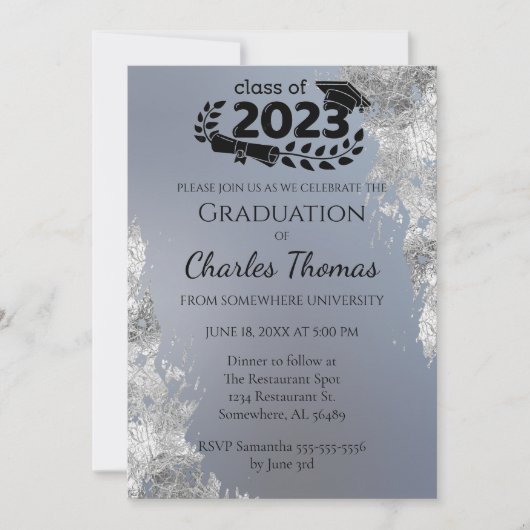 Blauer Abschluss Einladung (Vorderseite)