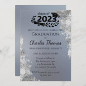 Blauer Abschluss Einladung (Vorne/Hinten)