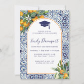 Blauer Abschluss Einladung Foto auf der Rückseite (Vorderseite)