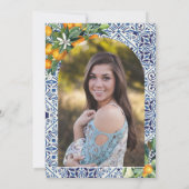 Blauer Abschluss Einladung Foto auf der Rückseite (Rückseite)