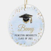 Blauer Abschluss für ihn Keramik Ornament (Links)