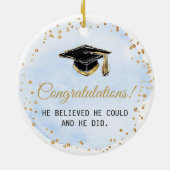 Blauer Abschluss für ihn Keramik Ornament (Hinten)