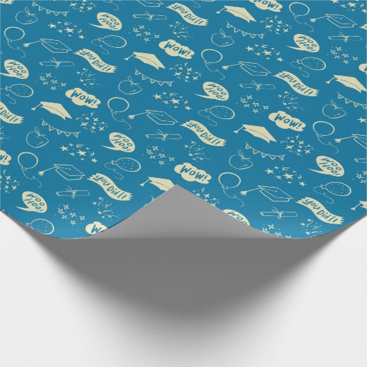 Blauer Abschluss Handgezeichnetes Scribble-Muster Geschenkpapier (Ecke)