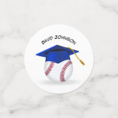 Blauer Abschluss Hut auf einem Baseball Konfetti (Klein Vorderseite)