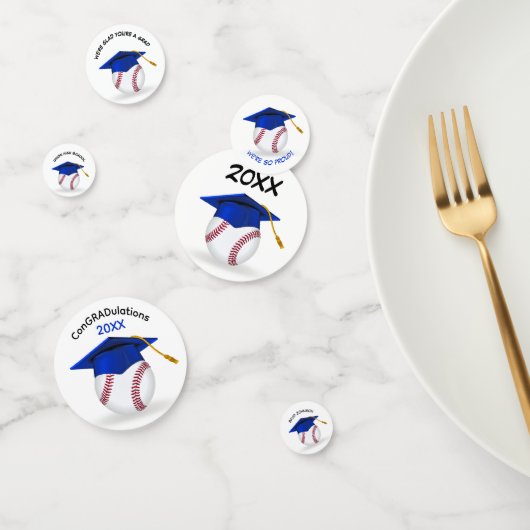 Blauer Abschluss Hut auf einem Baseball Konfetti (Gruppe)