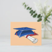 Blauer Abschluss mit einer Rolle und einem roten B Ankündigungspostkarte (Stehend Vorderseite)