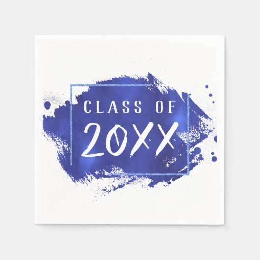 Blauer Abschluss | Paint Spritzer Brushstroke Part Serviette (Vorderseite)