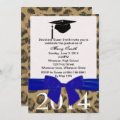 Blauer Abschluss und Leopard Einladung (Vorne/Hinten)