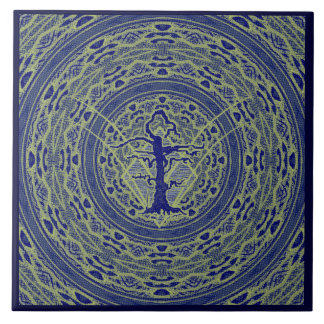 Blauer Abstrakter, altgeflechteter Baumstil 5 Fliese