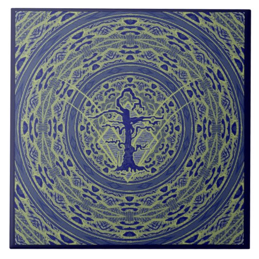 Blauer Abstrakter, altgeflechteter Baumstil 5 Fliese (Vorderseite)