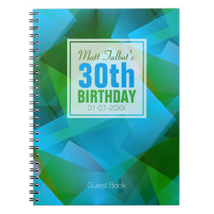 Blauer abstrakter Cubist-30. Geburtstags-Gast-Buch Notizblock