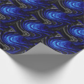 Blauer abstrakter, digitaler Kunsthintergrund. Geschenkpapier (Ecke)