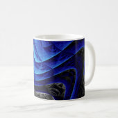 Blauer abstrakter, digitaler Kunsthintergrund. Kaffeetasse (VorderseiteRechts)
