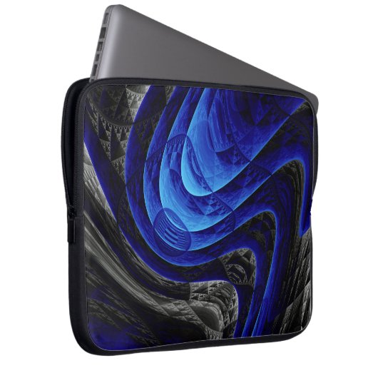 Blauer abstrakter, digitaler Kunsthintergrund. Laptopschutzhülle (Vorne Rechts)