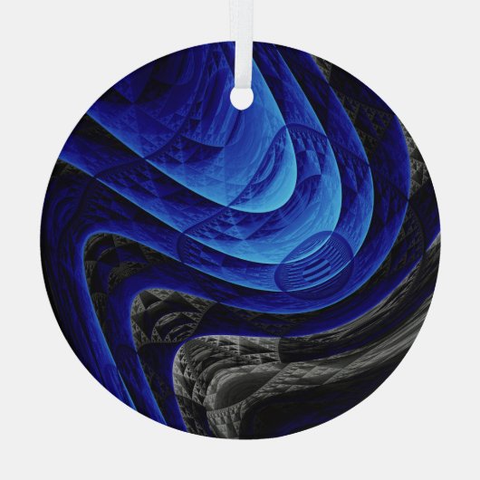 Blauer abstrakter, digitaler Kunsthintergrund. Ornament Aus Glas (Rückseite)