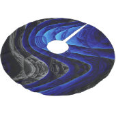 Blauer abstrakter, digitaler Kunsthintergrund. Polyester Weihnachtsbaumdecke (Schrägansicht)