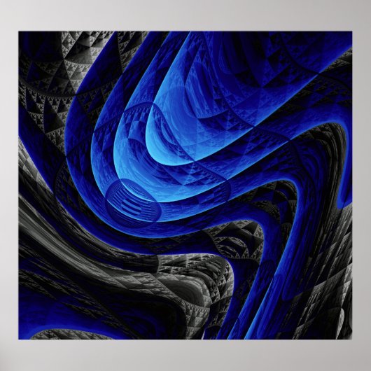 Blauer abstrakter, digitaler Kunsthintergrund. Poster (Vorne)