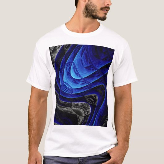 Blauer abstrakter, digitaler Kunsthintergrund. T-Shirt (Vorderseite)