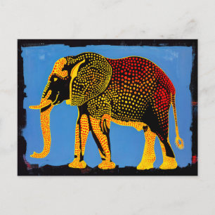 Blauer Abstrakter Elefant mit roten Punkten Feiertagspostkarte