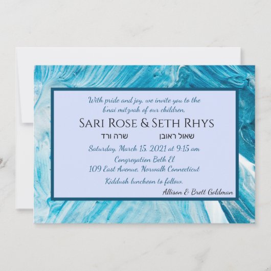 Blauer Abstrakter Farbton Einladung (Vorderseite)