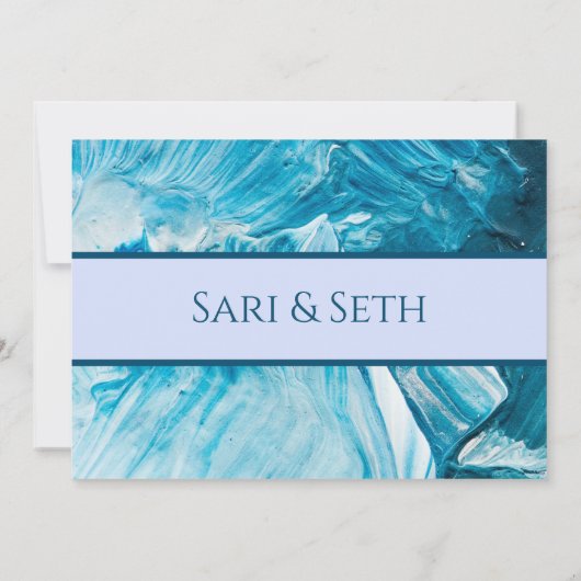 Blauer Abstrakter Farbton Einladung (Rückseite)