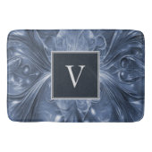 Blauer Abstrakter Geblüht Monogramm Bath Mat Badematte (Vorderseite)