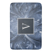 Blauer Abstrakter Geblüht Monogramm Bath Mat Badematte (Vorderseite Vertikal)
