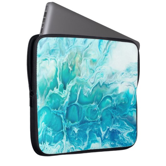 Blauer abstrakter handgemalter Hintergrund, ma Laptopschutzhülle (Vorne Rechts)