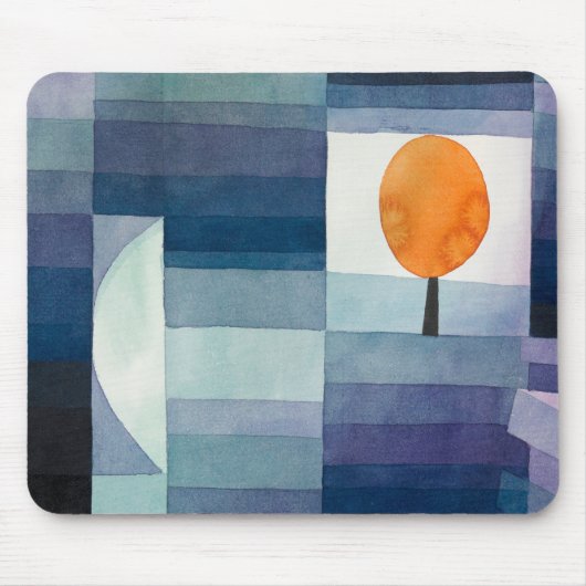 Blauer Abstrakter Herbst Paul Klee Wasserfarbe Mousepad (Vorne)
