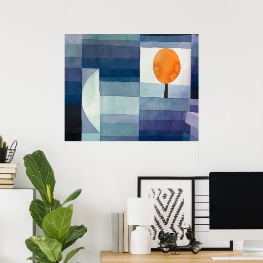 Blauer Abstrakter Herbst Paul Klee Wasserfarbe Poster (Heimbüro)