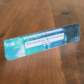 Blauer Abstrakter Individuelle Name Einzigartiges  Namensplakette (Seite)