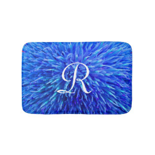 Blauer Abstrakter Mit Monogramm Plüsch Badematte