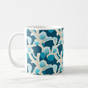 Blauer Abstrakter Ozeanboden Küstenmuster Kaffeetasse