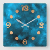 Blauer abstrakter polygoner Hintergrund Quadratische Wanduhr (Vorderseite)