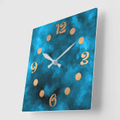 Blauer abstrakter polygoner Hintergrund Quadratische Wanduhr (Winkel)