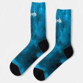 Blauer abstrakter polygoner Hintergrund Socken (Linkes Detail)