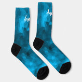 Blauer abstrakter polygoner Hintergrund Socken (Rechts)
