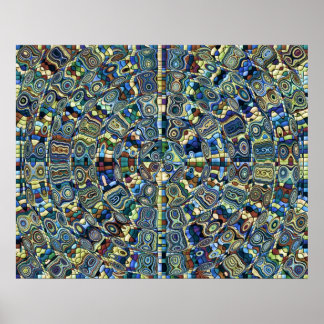 Blauer Abstrakter Teich Poster