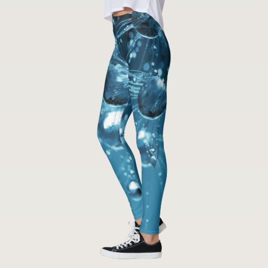 Blauer Abstrakter Wassertropfen Leggings (Links)