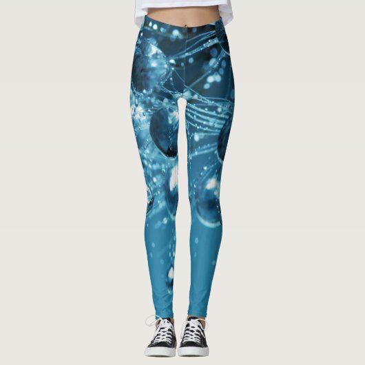 Blauer Abstrakter Wassertropfen Leggings (Vorderseite)
