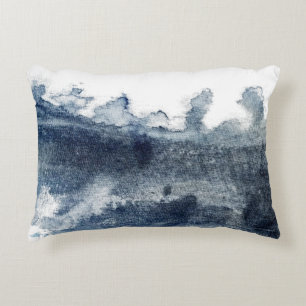 Blauer abstrakter Watercolor Dekokissen