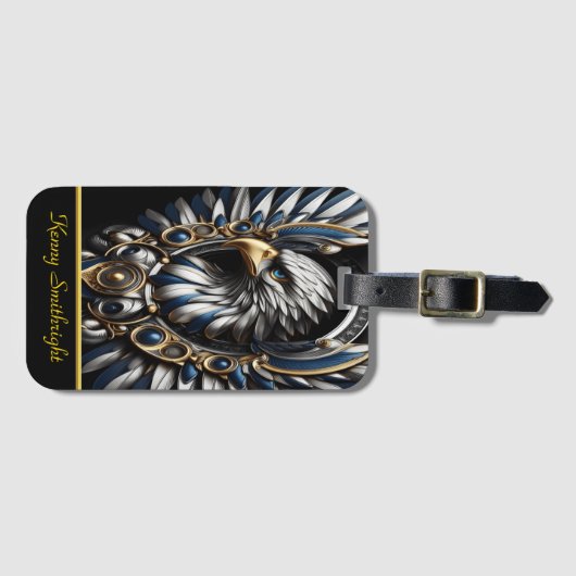 Blauer Adler Gepäckanhänger (Vorderseite (Horizontal))