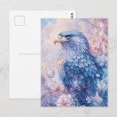 Blauer Adler mit rosa und violetter Blume Postkarte (Vorne/Hinten)