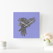 Blauer Adler Quadratische Wanduhr (Zuhause)