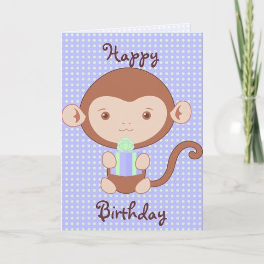 Blauer Affe Geburtstag Karte (Vorderseite)