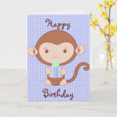 Blauer Affe Geburtstag Karte (Gelbe Blume)