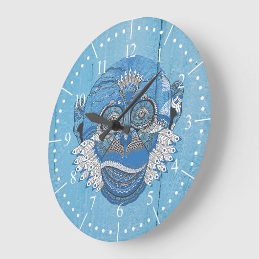 Blauer Affe Große Wanduhr (Winkel)